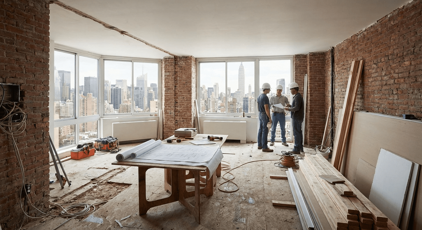 Cost of a full apartment remodel in NYC with modern finishes and city view